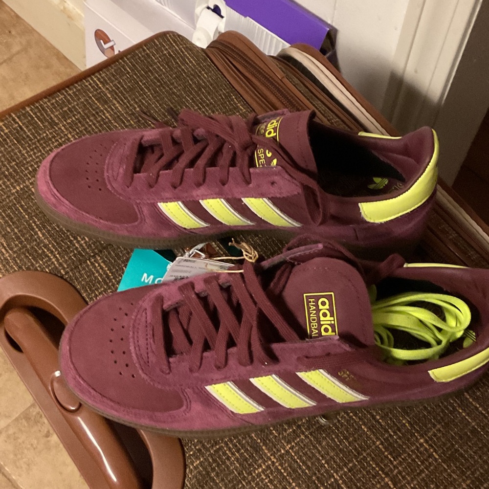 Adidas Handball spezial Burgundy and Yellow Sneakers